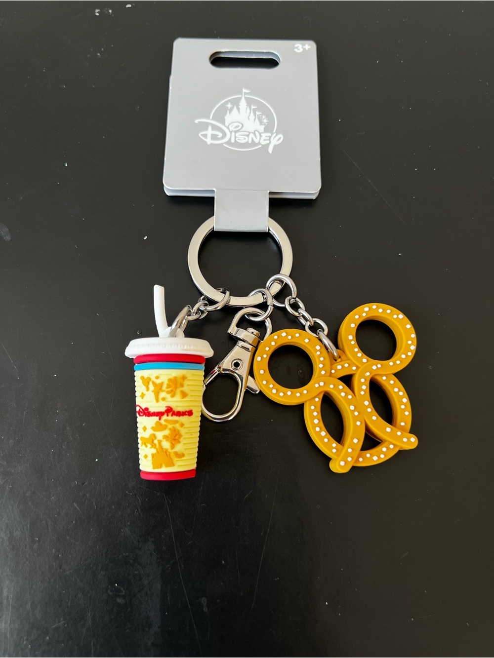 NWT Disney Parks Mickey Pretzel and Soft Drink Keychain